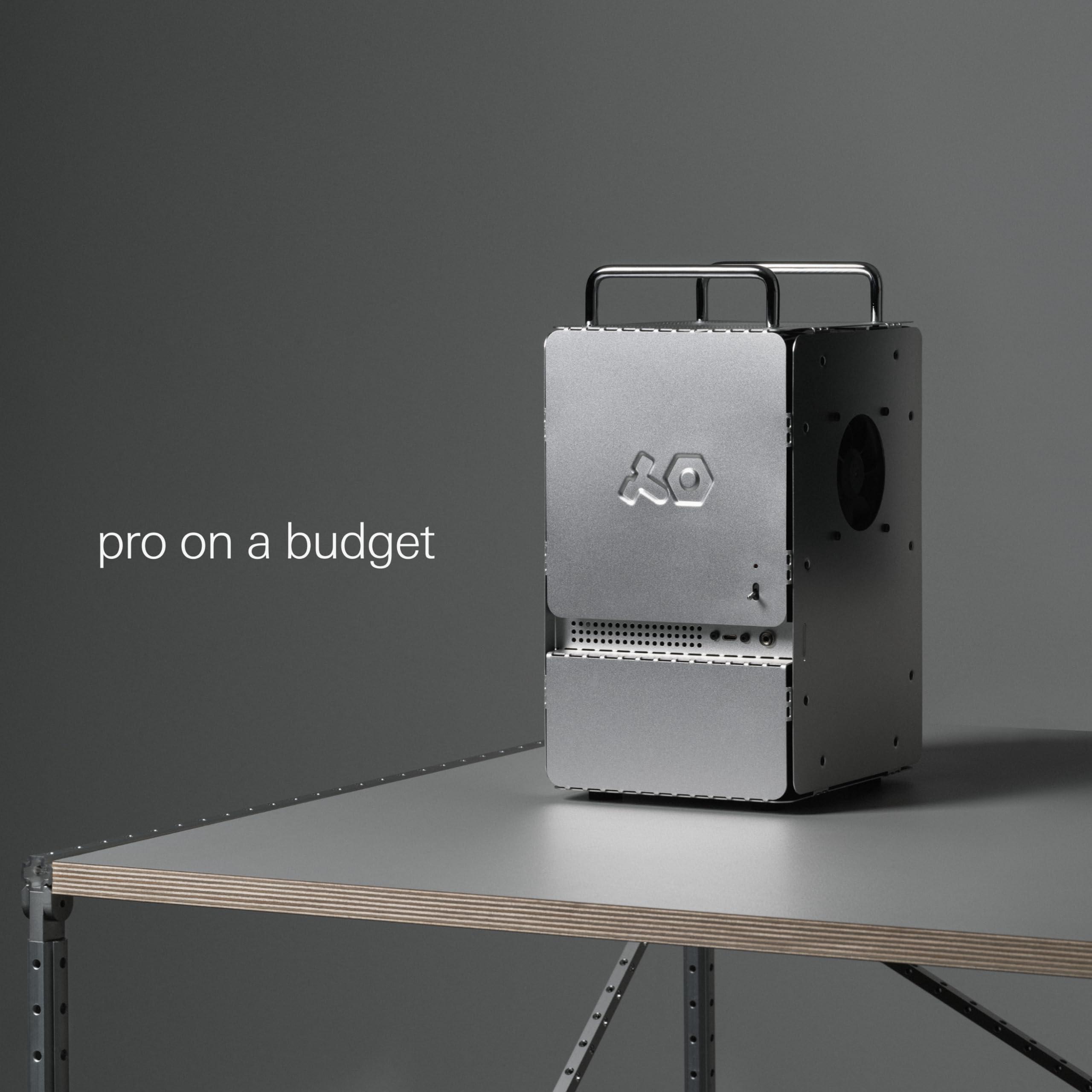 Teenage Engineering teenage engineering Computer-1 Mini-ITX PC Computer case Chassis with Powder Coated Aluminum, Chrome Metal Handles, and Dual-Slot GPU, Small Form Factor, Compatible with SFX Power Supply (Aluminum)