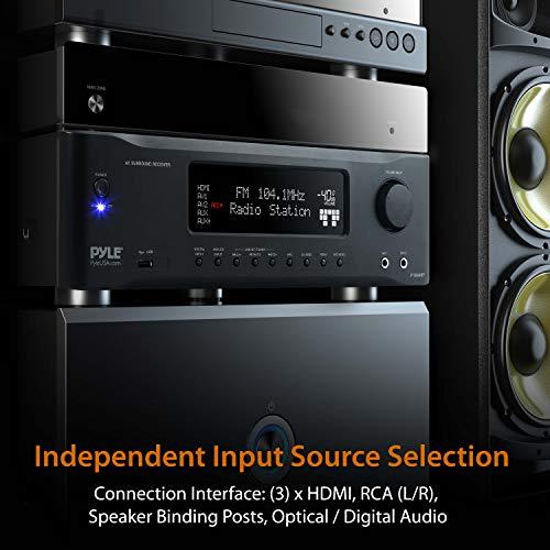 Pyle Pyle 5.2-Channel Hi-Fi Bluetooth Stereo Amplifier - 1000 Watt AV Home Speaker Subwoofer Sound Receiver with Radio, USB, RCA, HDMI, Mic In, Wireless Streaming, Supports 4K UHD TV, 3D, Blu-Ray -PT694BT