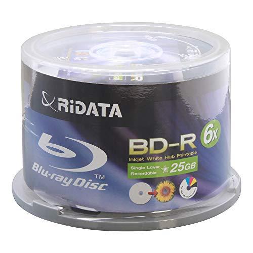 Ridata 600 Pack Ridata 6X BD-R BDR 25GB Single Layer Blue Blu-ray White Inkjet Hub Printable Recordable Blank Media Disc with Spindle Packing