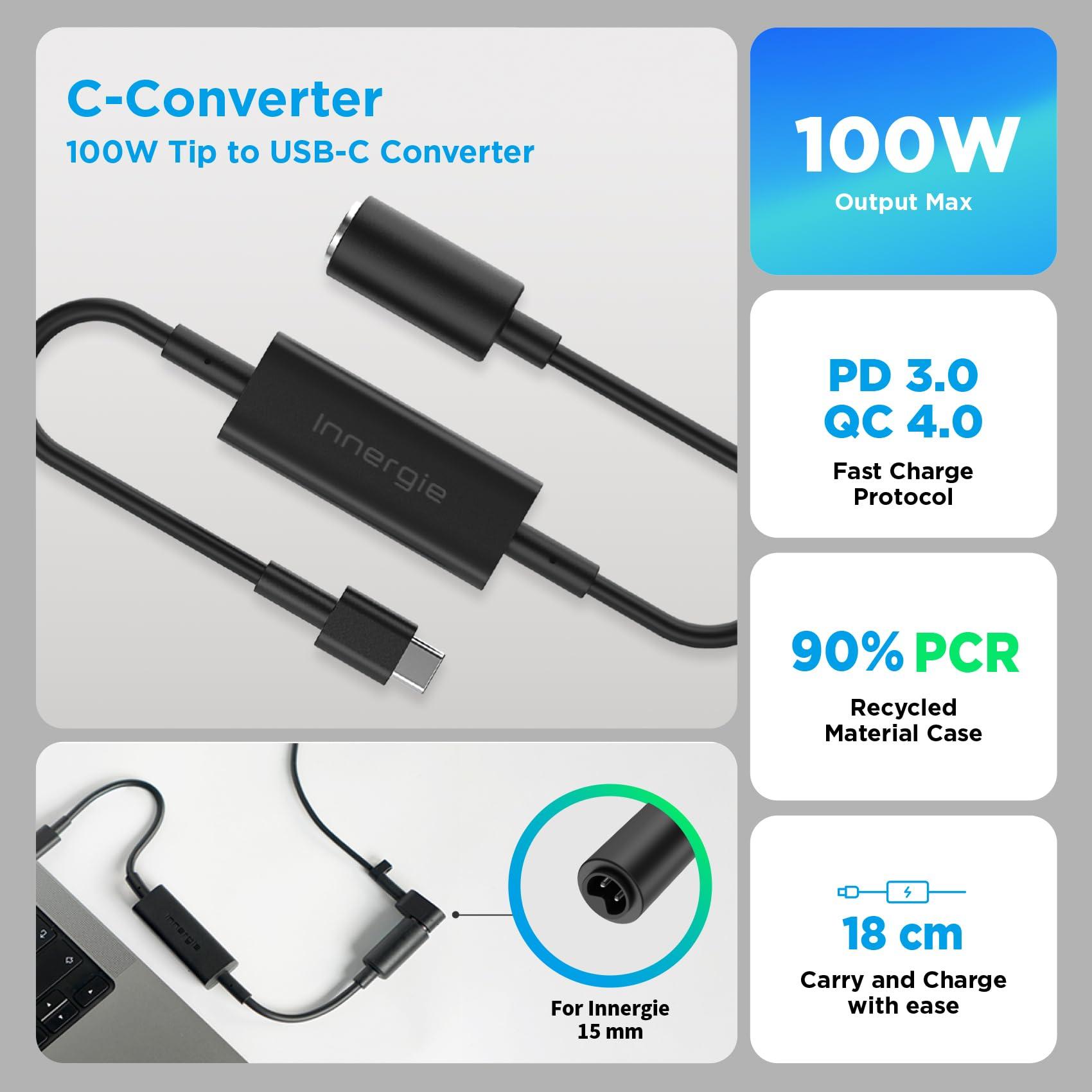 Innergie Innergie T18 (180G) 180W 150W Universal Gaming Laptop Charger Power Adapter + 100W Tip to USB-C Converter