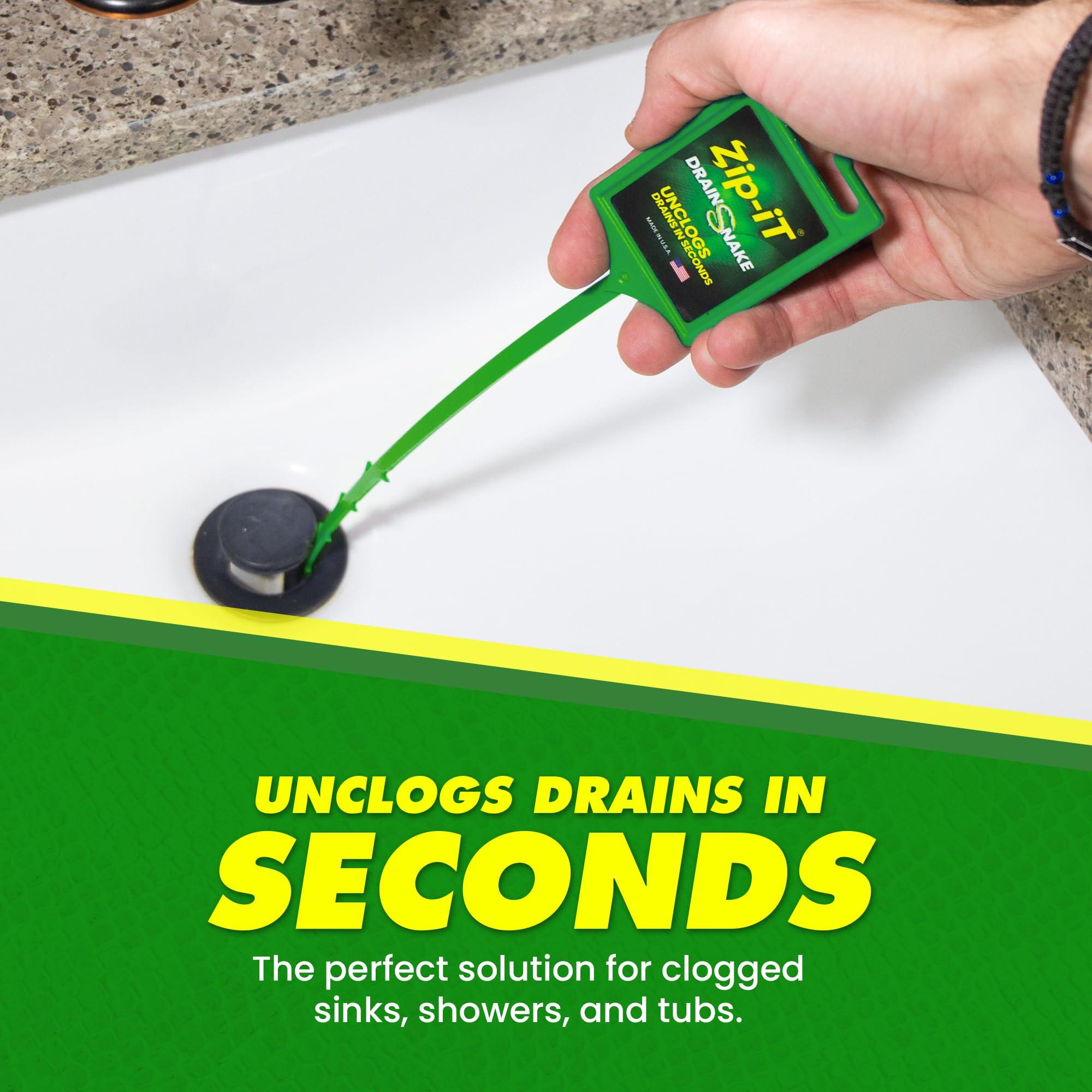 Zip-It The original Zip-It Hair Clog Remover 25-inch Overall Length Drain Snake Cleaner (3-Pack), Unclog Your Sink, Shower, & Tub Drain In Seconds Non-toxic, Made in the USA