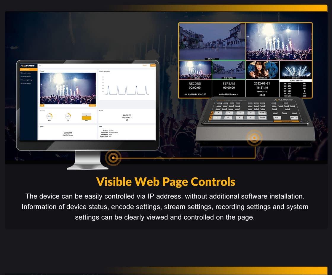 LILLIPUT AVMATRIX HVS0401E Video Switcher Mixer 4 Channel SDI HDMI Inputs 2 Channel PGM Output for Live Streaming Recording