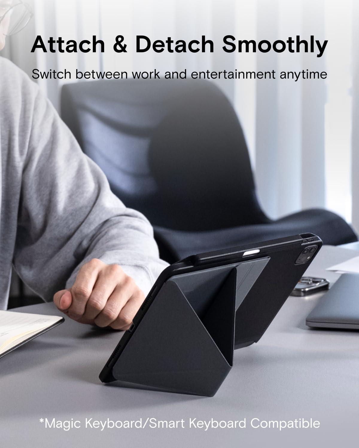 MOFT MOFT Snap Tablet Stand Holder, Foldable and Adjustable in Portrait/Landscape, Ultra-Slim Design Ipad Stand for Desk, Compatible with iPad Pro iPad Air 9.7\" and Larger Tablets, Cool Grey