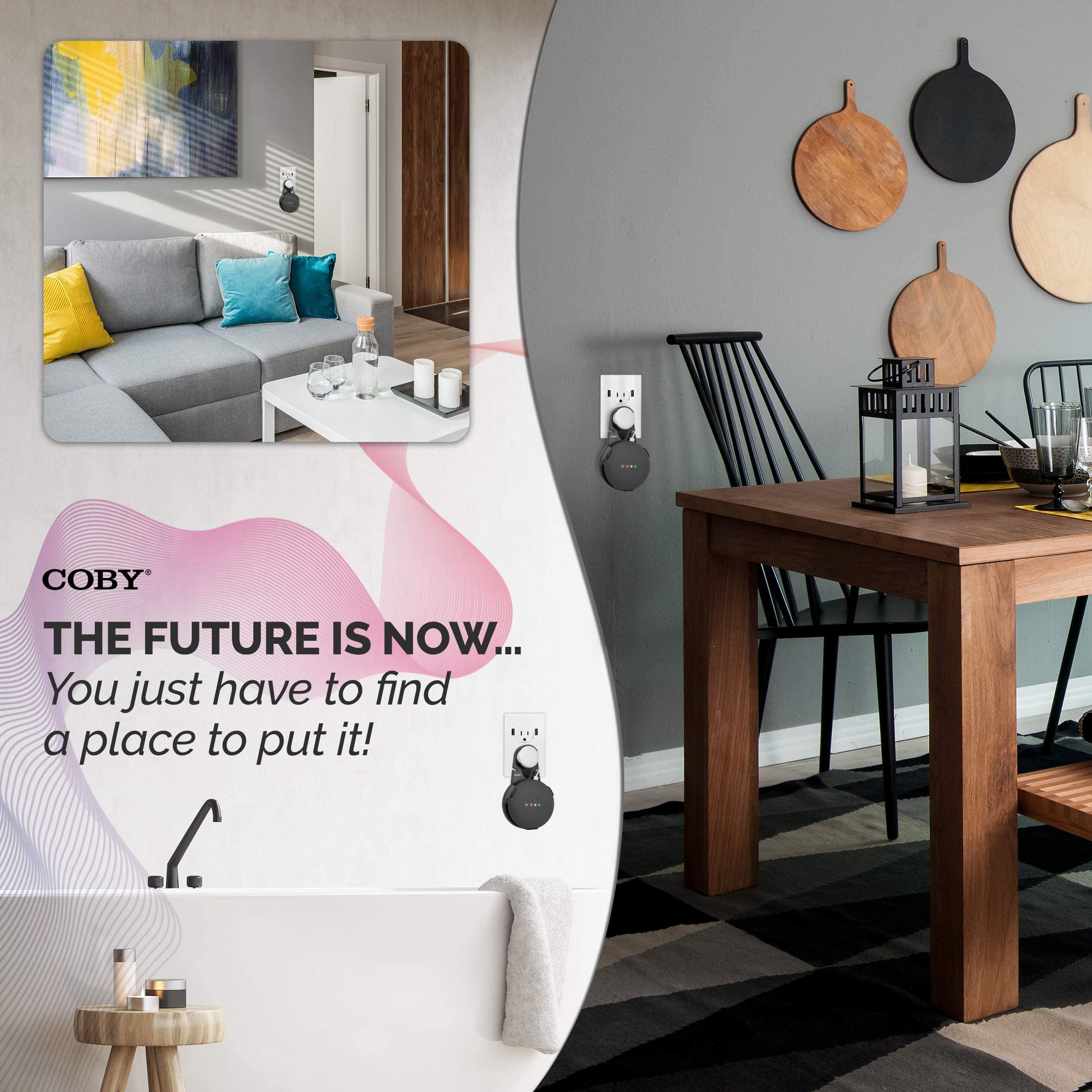 Coby Coby Wall Outlet Mount Holder for Google Home Mini, Smart Speaker Device Accessory with Cable Cord Plug Management - Black