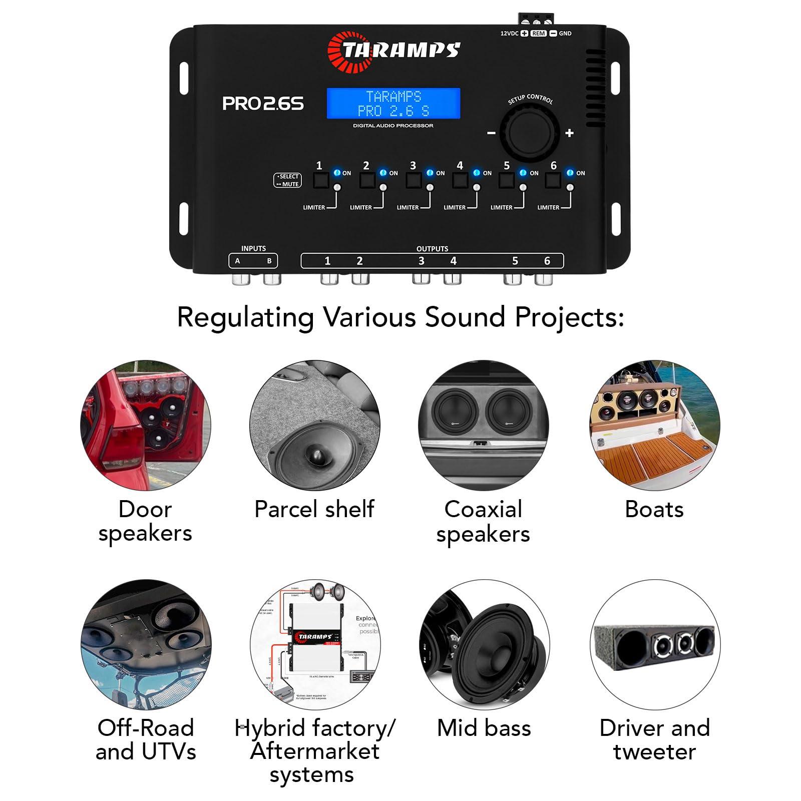 Taramp's Taramp\'s Pro 2.6S Digital Signal Processor Equalizer 3-band Graphic Equalization 6 Channels 18K Ohms(RCA) Output Impedance 47 Ohms Limiter Adjustable Car Audio System