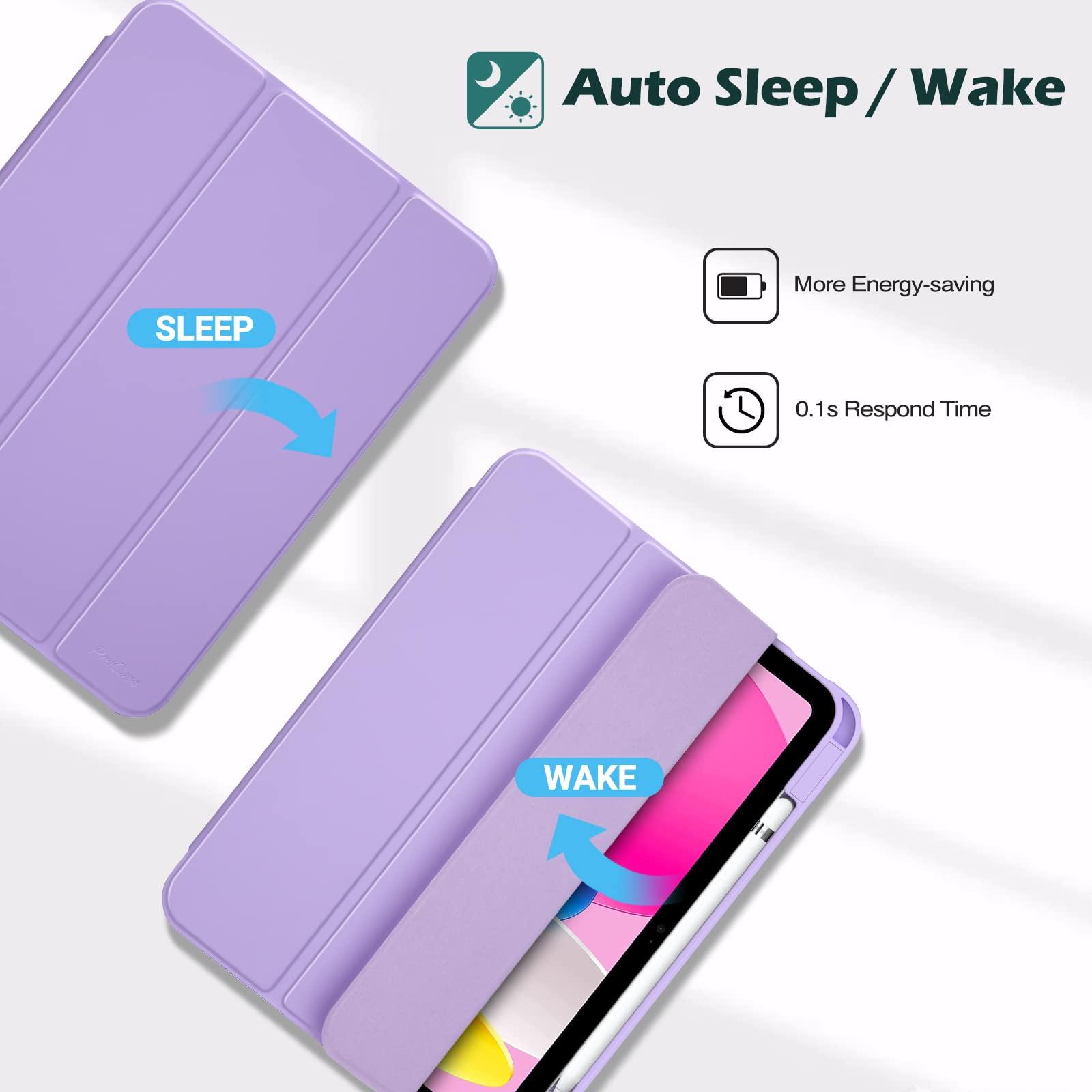 ProCase ProCase for iPad 10th Generation Case with Pencil Holder 2022 10.9 Inch, Clear Back iPad 10 Case, 10th Gen iPad Case for A2696 A2757 A2777 -Purple