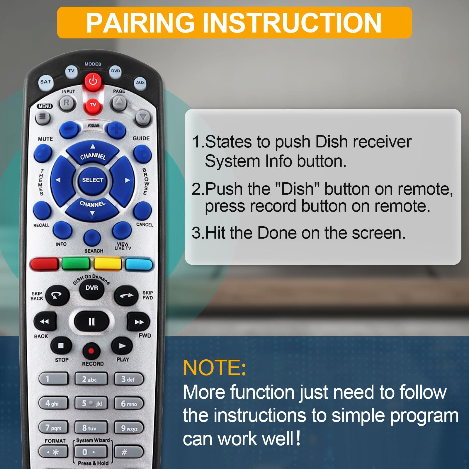 JKZTJOF IR Remote Control for Dish Network 20.1 Remote Control, JKZTJOF Receiver remote for Dish Network 20.1 IR Satellite Receiver TV DVD AUX