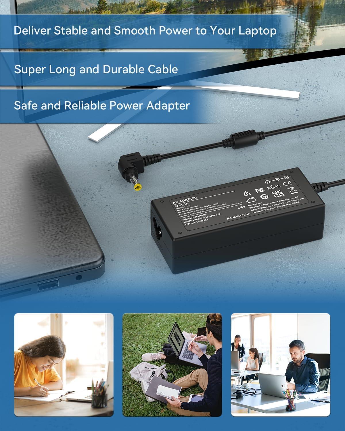 LJO-EEIH 19V Power Adapter for HP Monitor 20\" 21.5\" 23\" 23.8\" 25\" 27\"; 27xw 27xi 27er 23es 27es 25 24ea 25xw 25bw 25xi 22cwa 23xi 23bw 20xi Power Supply Cord Replacement