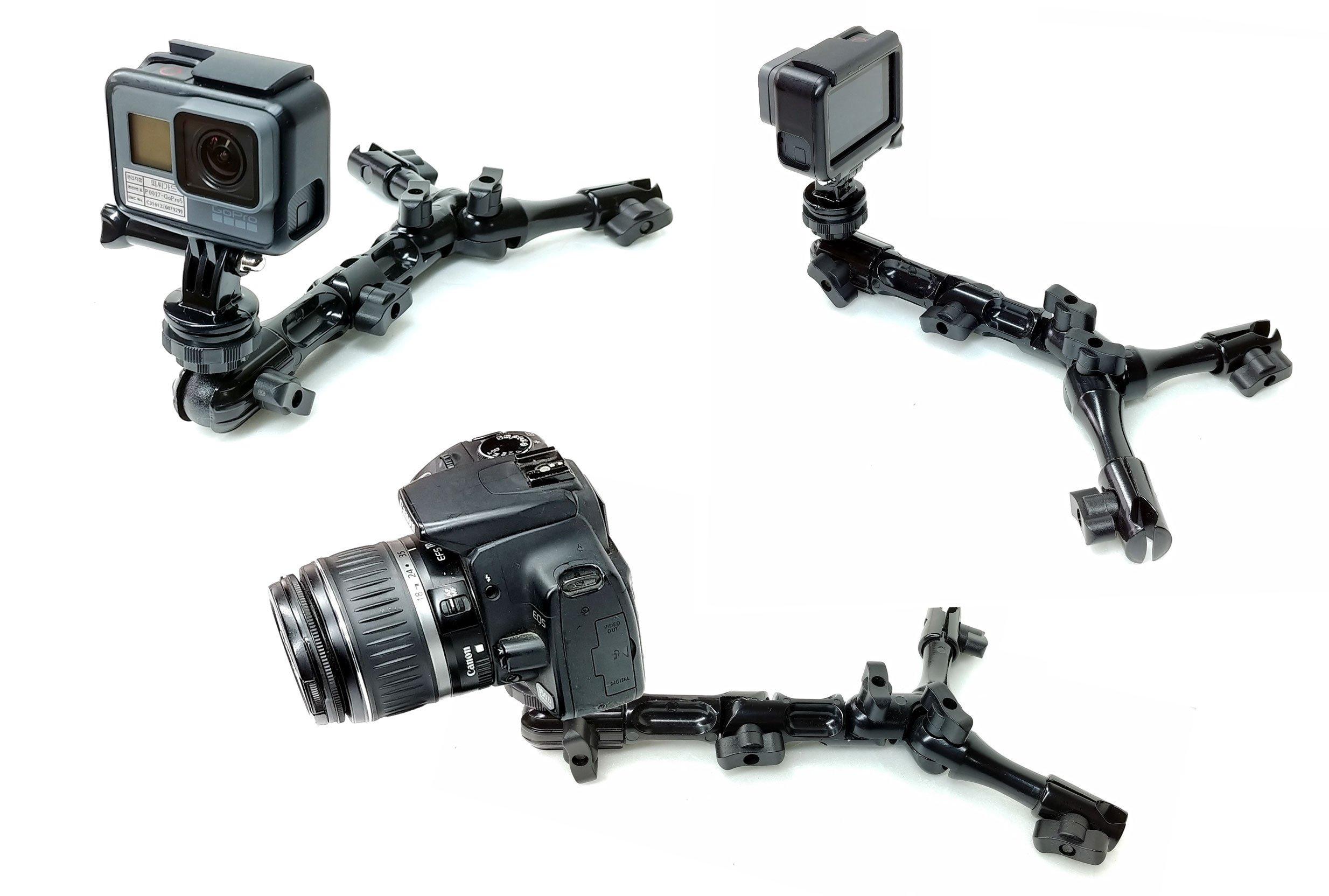 Top Mount All Metal Frame Structure Y-Shaped headrest Mount for Camera That has 1/4-inch Hole and Go Pro Camera Camera Mount Go Pro Mount