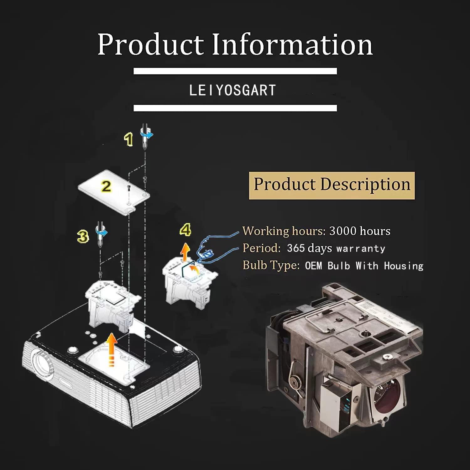 LEIYOSGART LEIYOSGART 5J.JG705.001 Original Genuine Replacement Lamp with housing for BenQ MS531 MS531P W1050 W1050S MS521H MS508 MX508 MH530FHD Projector (OEM Bulbs)