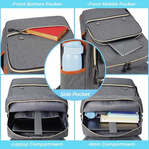 Ronyes Ronyes Vintage Laptop Backpack for Women Men,15.6 inch Bookbag Casual Daypack with USB Charging Port for College Work, Grey Backpacks