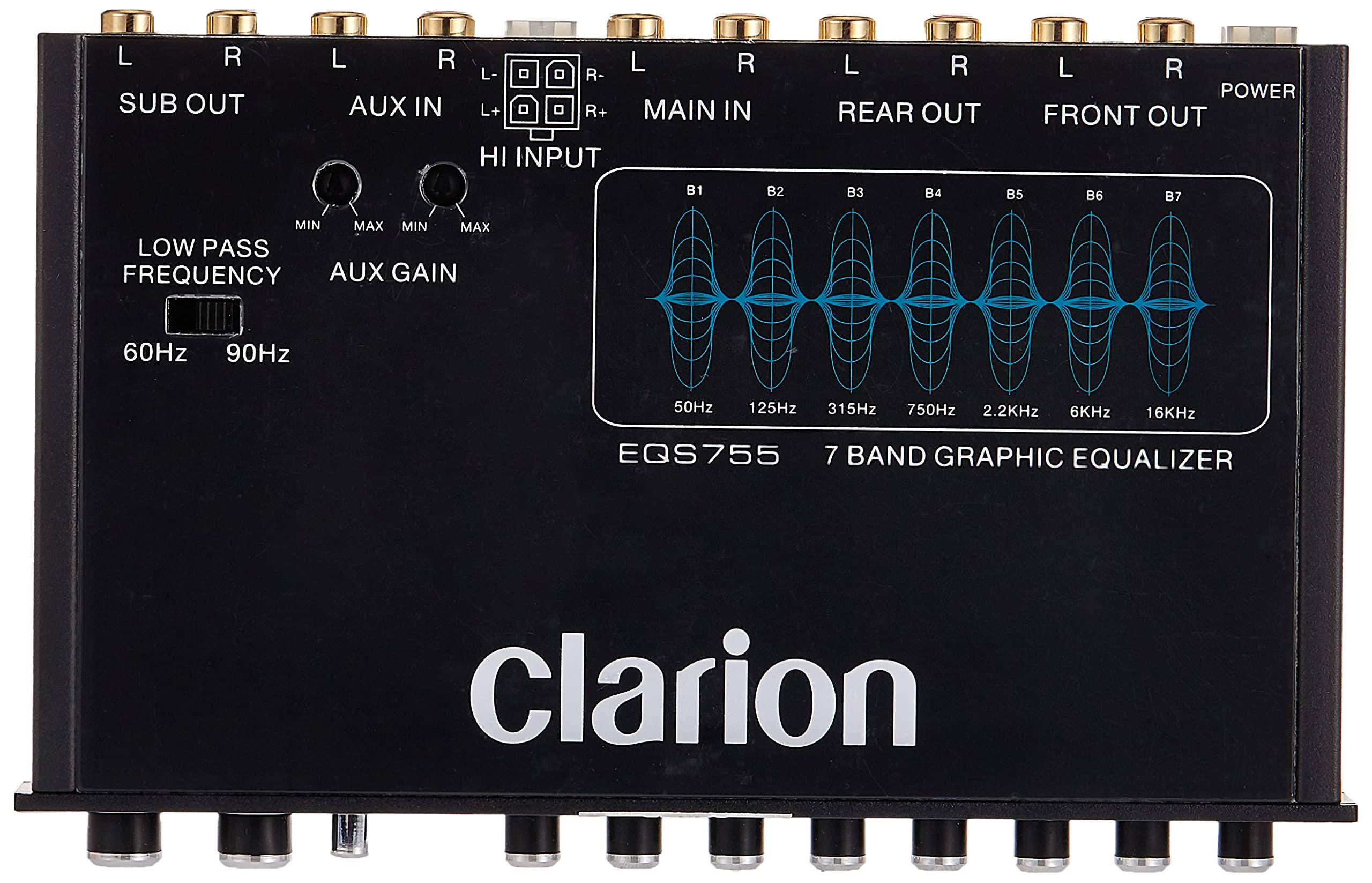 Clarion Clarion EQS755 7-Band Car Audio Graphic Equalizer with Front 3.5mm Auxiliary Input, Rear RCA Auxiliary Input and High Level Speaker Inputs, BLACK