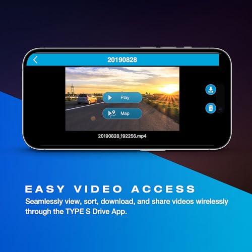 TYPE S TOURING ITEMS Type S P100 Smart 360 Camera Dual Dash Camera Front & Inside, Live Streaming, 1080P FHD w/Wide Viewing Angle, Multiple Recording Modes, VR, Automatic Night Vision, 24 Hour Surveillance, Uber Lyft
