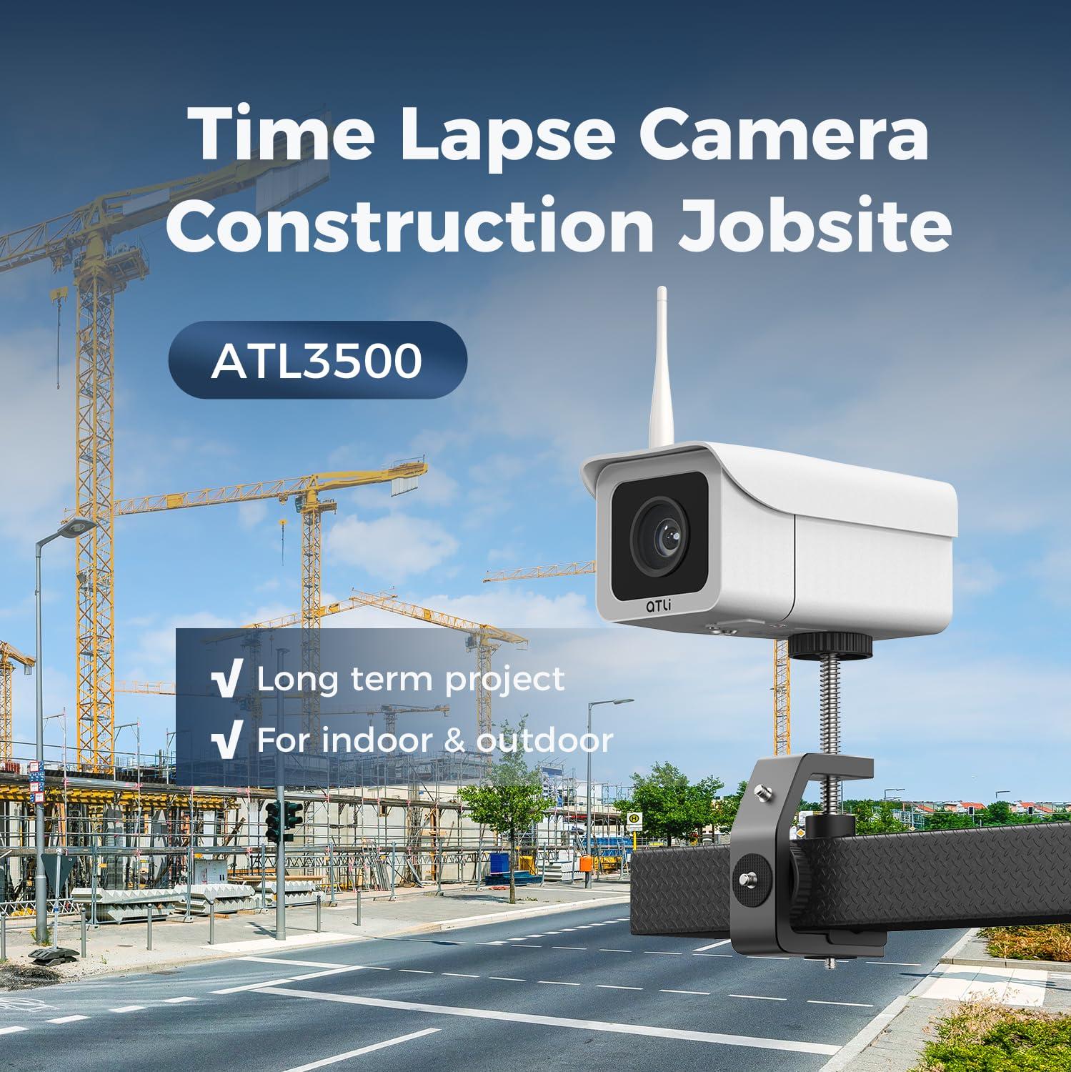 ATLI ATLI ATL3500 Time Lapse Camera Outdoor Construction Jobsite APP Control Remote Access IP65 Weatherproof Pre-Installed 128GB Memory Card 1080P Timelapse Camera Photo Video for Plants Projects