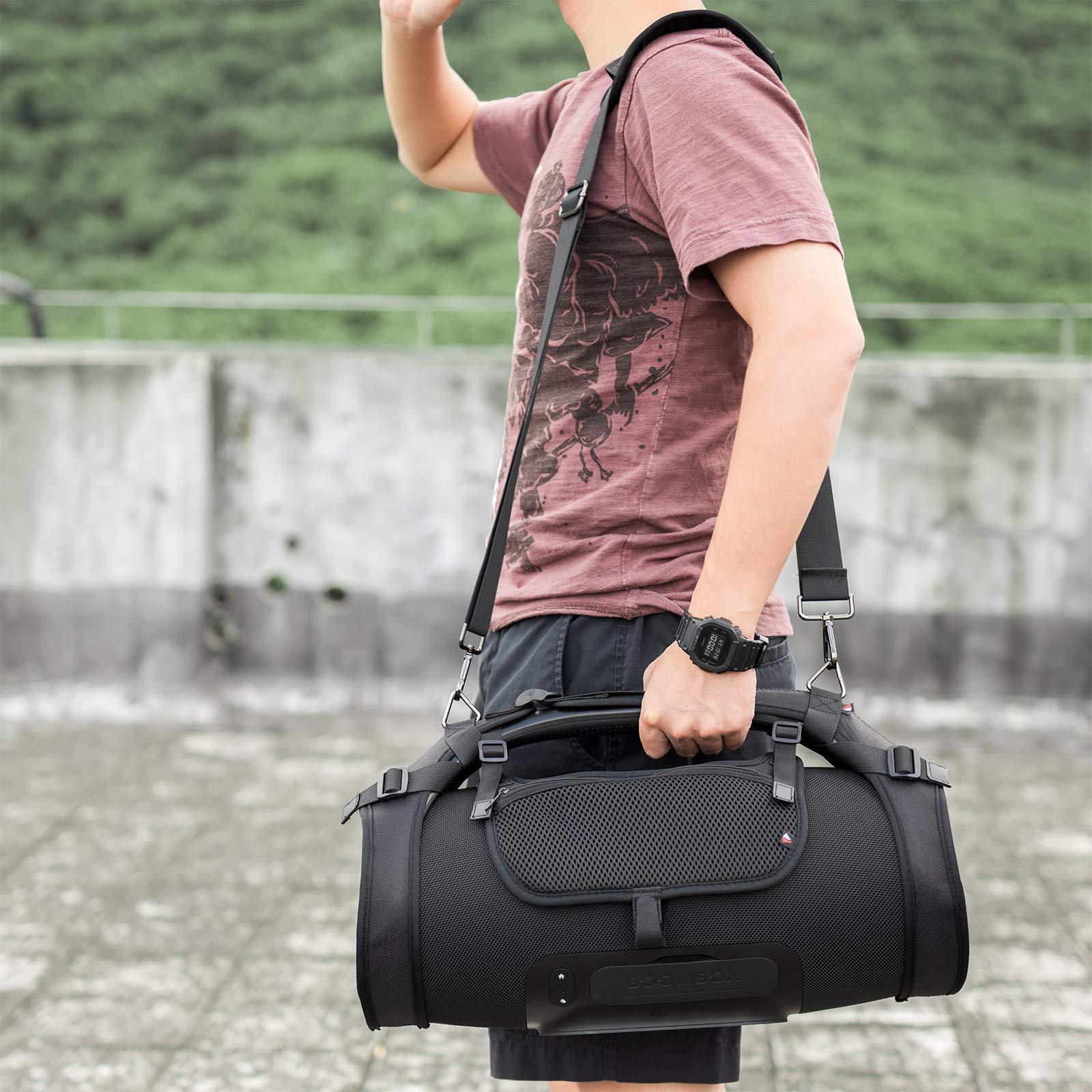 TXEsign Travel Carrying Strap Compatible with JBL Boombox 2-Waterproof Portable Speaker, TXEsign Shoulder Strap with Two Side Covers Travel Carrying Case Compatible with JBL Boombox (Black without Pouch)