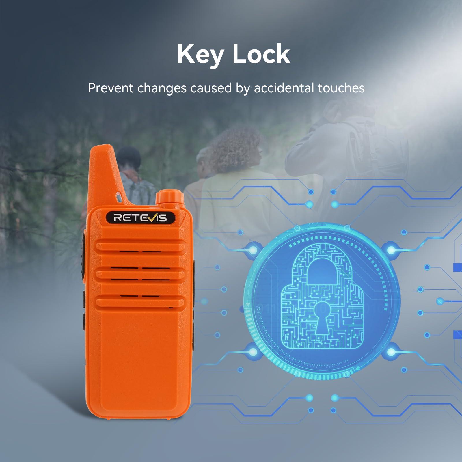 Retevis Retevis RT22 Rechargeable Walkie Talkies, Long Range Two Way Radio for Adults,Portable Handheld Radio,Voice Activated, Emergency Alarm,Upgraded Type-c Charing,Outdoor Hiking Travel(4 Pack, Orange)