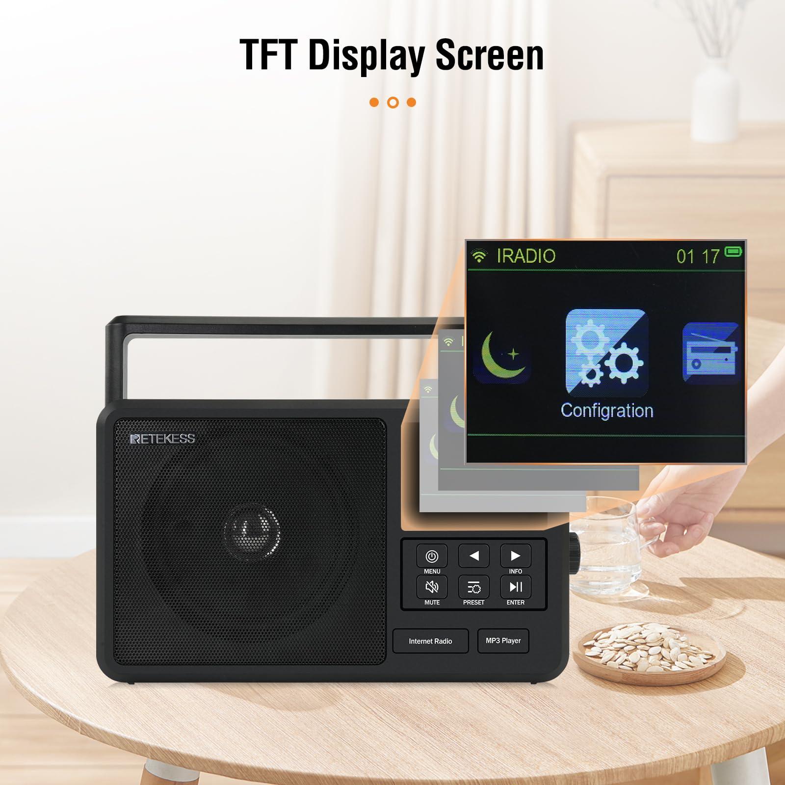 Retekess Retekess TR640 Portable Radio,Internet Radio,Bluetooth Receiver,Thousands of Global Radio Stations,Station Presets and Alarm Clock