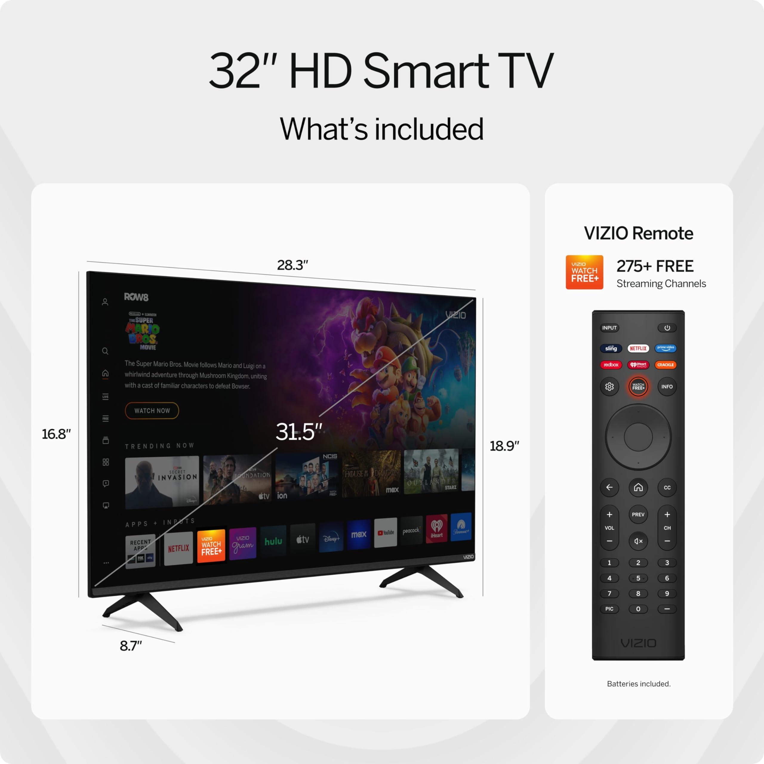 VIZIO VIZIO HD 32\" 720P LED Smart TV with Dual-Band WiFi 5, TV Apps - VHD32M-0807 (Renewed)