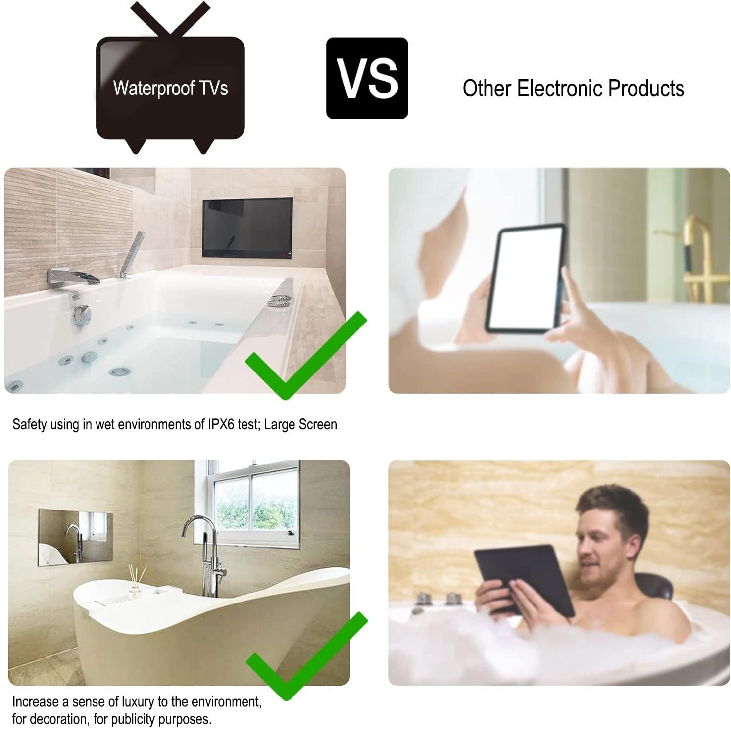 Soulaca Soulaca 18.5 inches Android Smart Black Color Small LED TV for Bathroom IPX6 Waterproof Built-in WiFi Bluetooth ATSC for Shower Jacuzzi