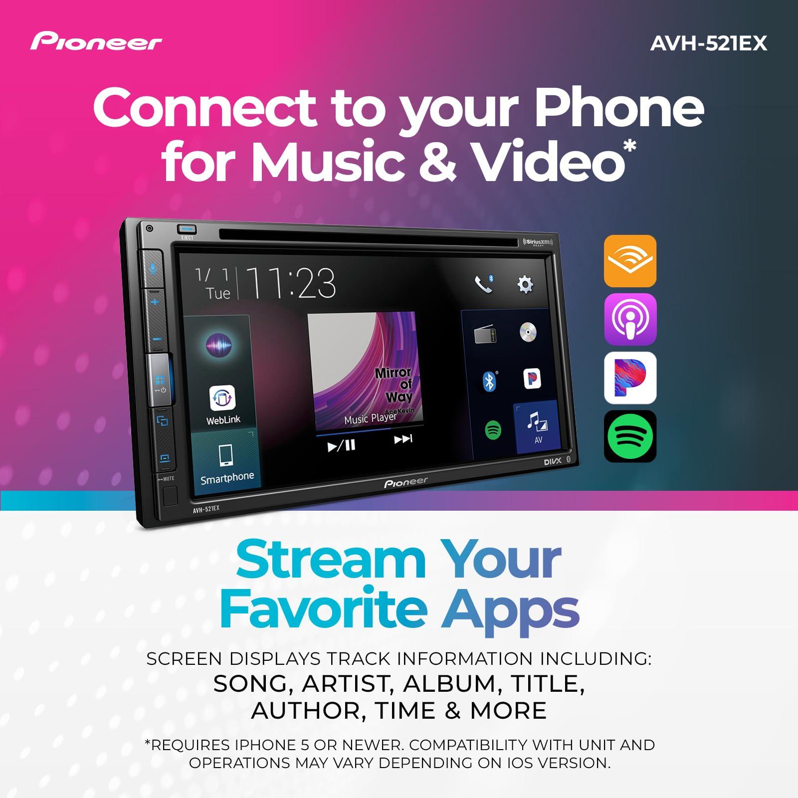 PIONEER PIONEER 6.8 AVH-521EX Multimedia Receiver - Bluetooth, CD and DVD Playback, Amazon Alexa, Rear Camera Capable