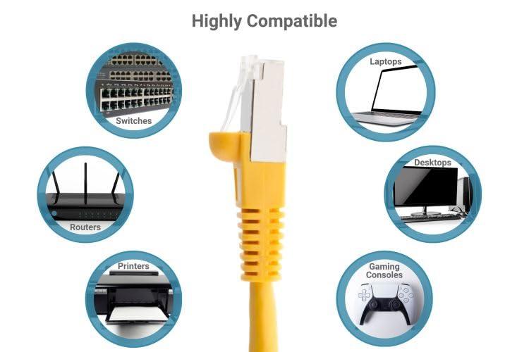CablesAndKits CablesAndKits - Shielded (STP) Cat6 Ethernet Cable, Booted, Jacket: PVC (cm), 10 ft, Yellow, Pure Copper, RJ45 Computer & Networking Patch Cord