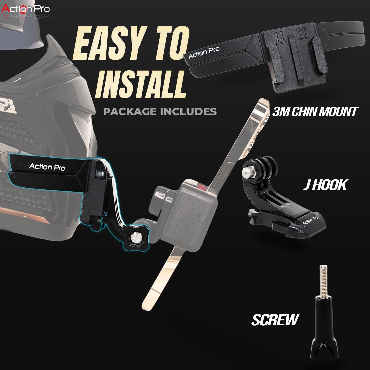 Action Pro Action Pro Helmet Chin Mount Strap Compatible with All Smartphones GoPro Hero 12 11 10 9 8 7 6 5 4 SJCAM DJI Osmo and All Action Cameras (3M Chin Mount)