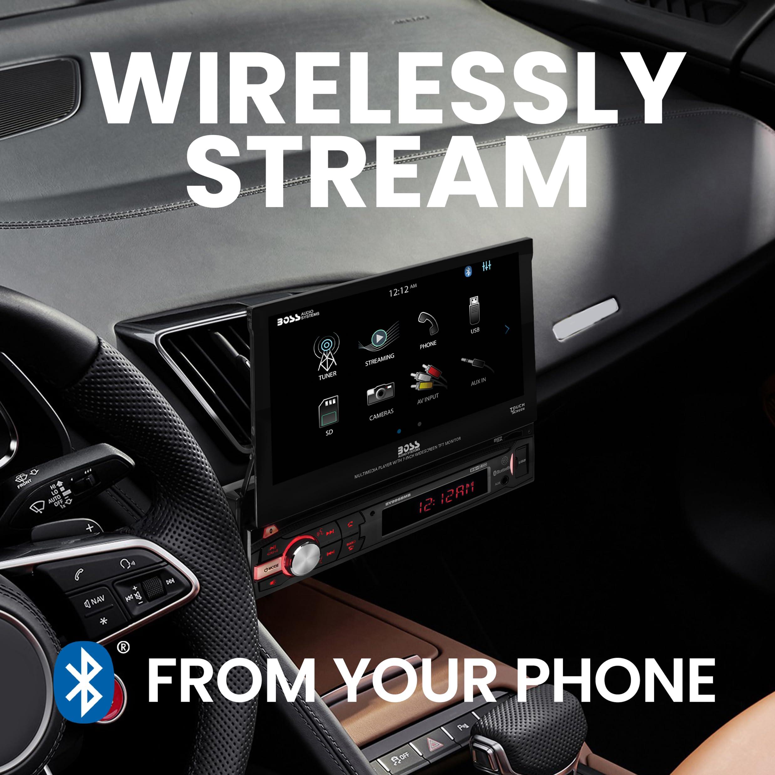 BOSS Audio Systems BOSS Audio Systems BV9968MB Car Stereo System - Single Din 7 Inch Head Unit, Touchscreen, Bluetooth Audio and Hands-Free Calling, AM/FM Radio Receiver, No CD Player, Aux-in, USB