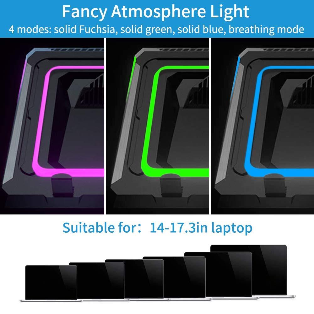 AFMAT Gaming Laptop Cooling Pad, 4500RPM Laptop Cooling Pad with Turbo-Fans, USB Ports, Colorful Lights - CPU Temperature Drops 20-30 Within Seconds - for 14-17.3 inch Laptops