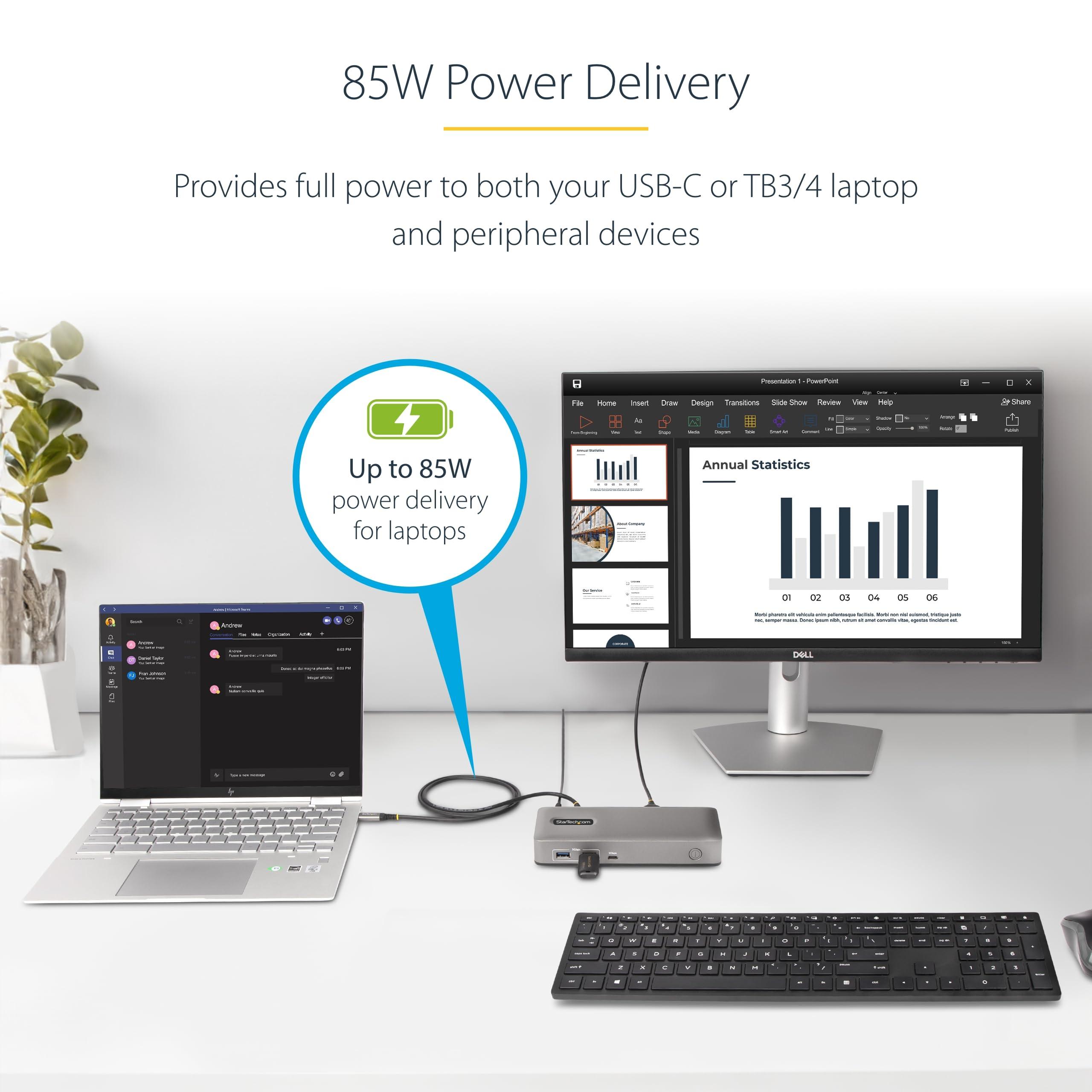 StarTech StarTech.com Dual-Monitor USB-C Docking Station, DisplayPort & HDMI or VGA, Multi Monitor Dock up to 4K 60Hz - USB 3.2/3.1 (5Gbps) Type-C Dock - 7X USB Hub, 85W PD, Windows & ChromeOS, TAA