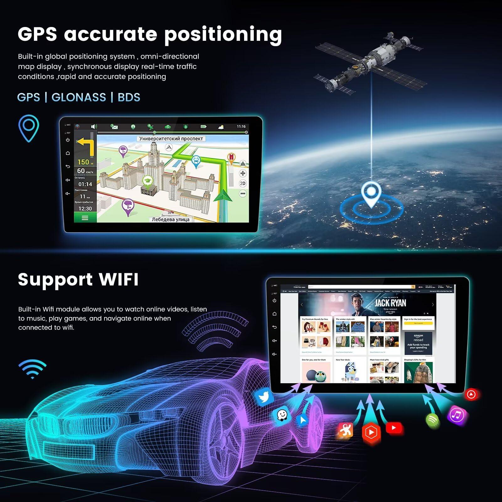 RONGJI Radio for Honda Accord 7th 2003 2004 2005 2006 2007 Stereo Upgrade Dash Kit Car GPS Navigation,2+32GB 10" IPS Touch Screen Head Unit with Car-Play & Android Auto/SWC/Rear View