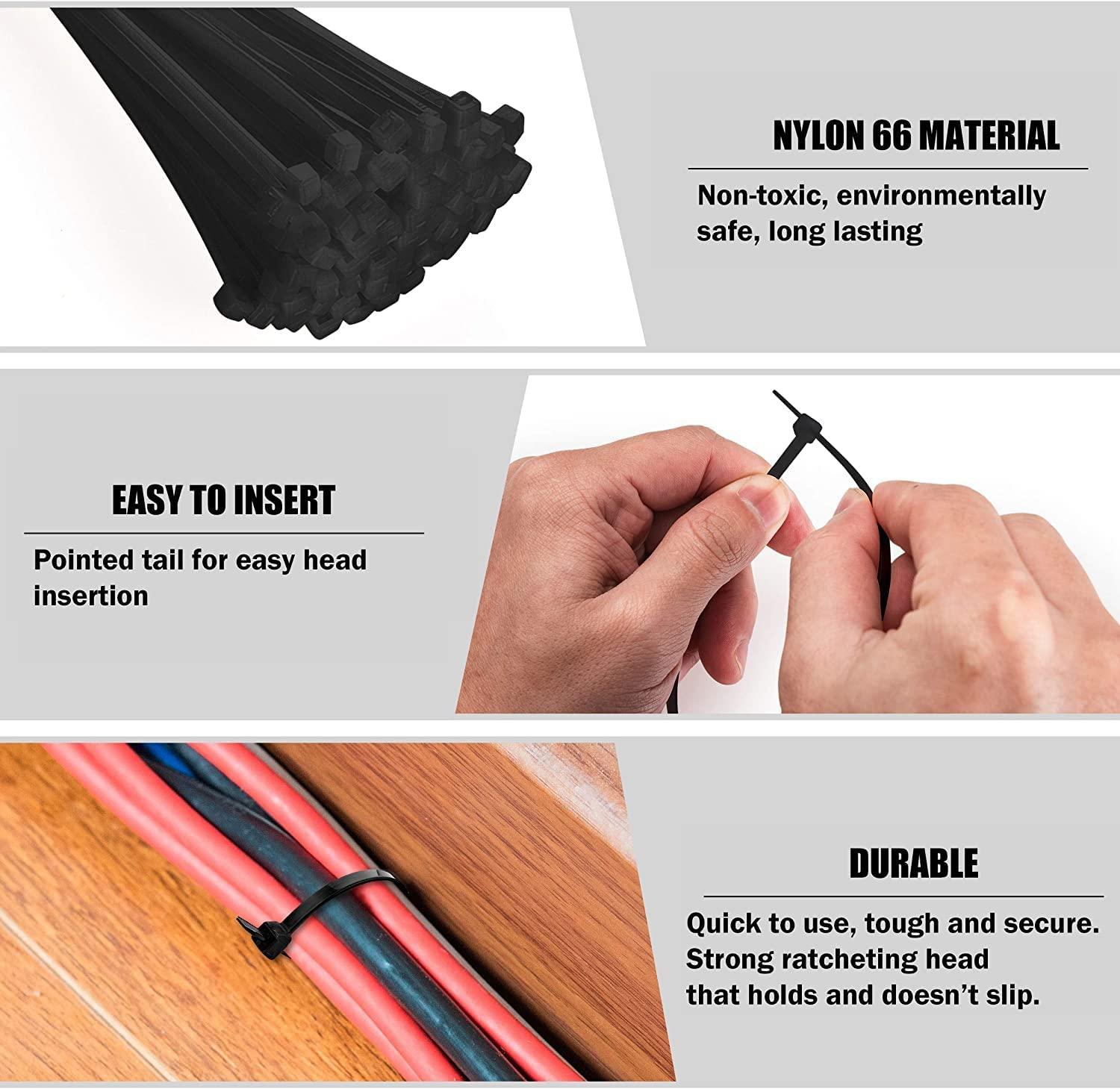 Heyiarbeit Heyiarbeit 6 Inch Zip ties White Plastic Cable Tie Nylon Cable Wire Ties Self-Locking Tie Wraps 100Pcs