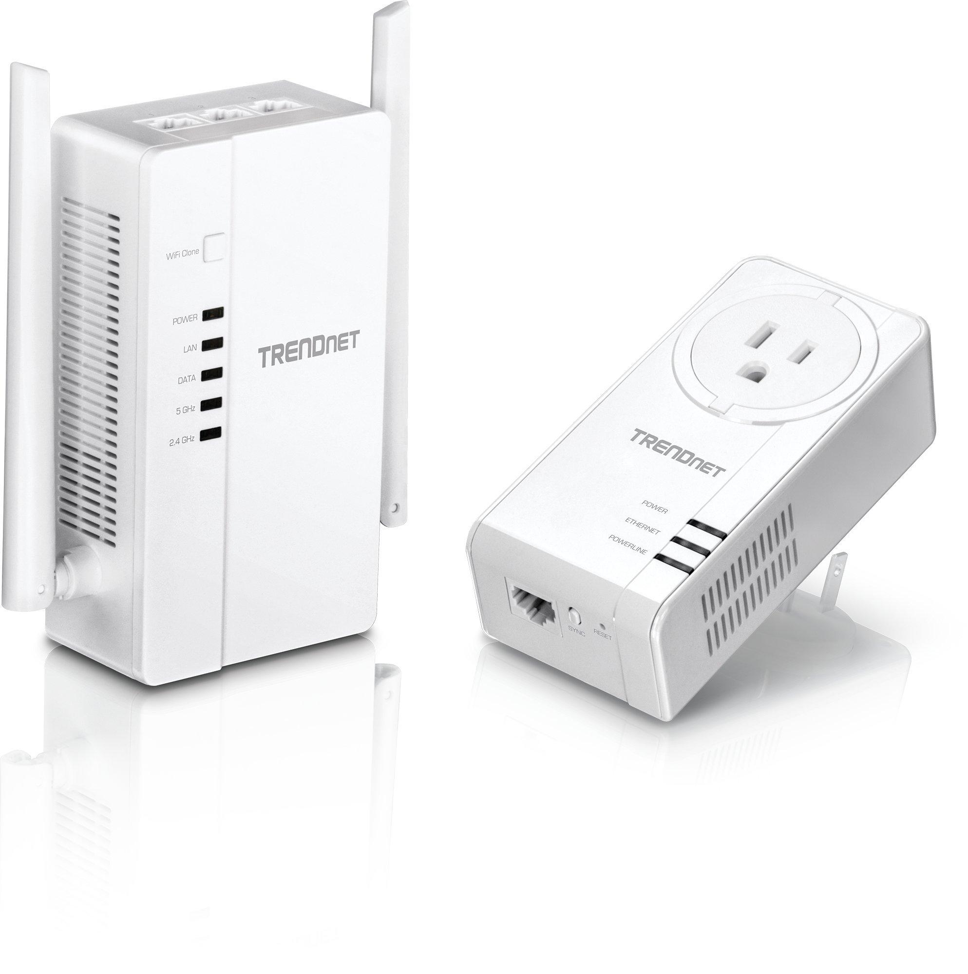 TRENDnet TRENDnet Wi-Fi Everywhere Powerline 1200 AV2 Dual-Band AC1200 Wireless Access Point Kit, Includes 1 x TPL-430AP and 1 x TPL-421E, White, TPL-430APK (Renewed)