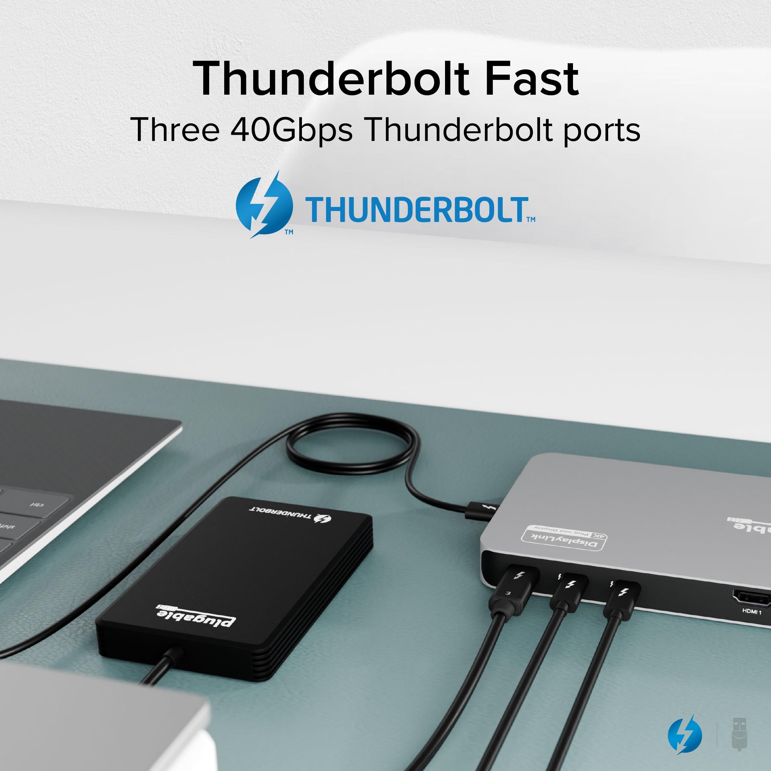 Plugable Plugable Thunderbolt 4 Dock for Quad Monitors 100W, Thunderbolt Docking Station Connects up to Four 4K Monitors for Windows and Mac Laptops, 2x HDMI, 4x Thunderbolt 4/USB C, Driver Required TBT-6950PD