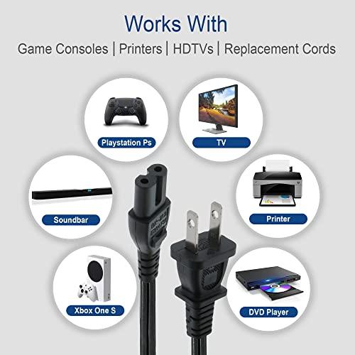 XTREME DIGITAL LIFESTYLE ACCESSORIES Xtreme 10 Foot Non-Polarized Replacement Power Cord for TVs, Game Consoles, Cable/Satellite Boxes, Printers, Soundbars, Home Theaters, Speakers & More, Works with Samsung, LG, TLC, PlayStation & More