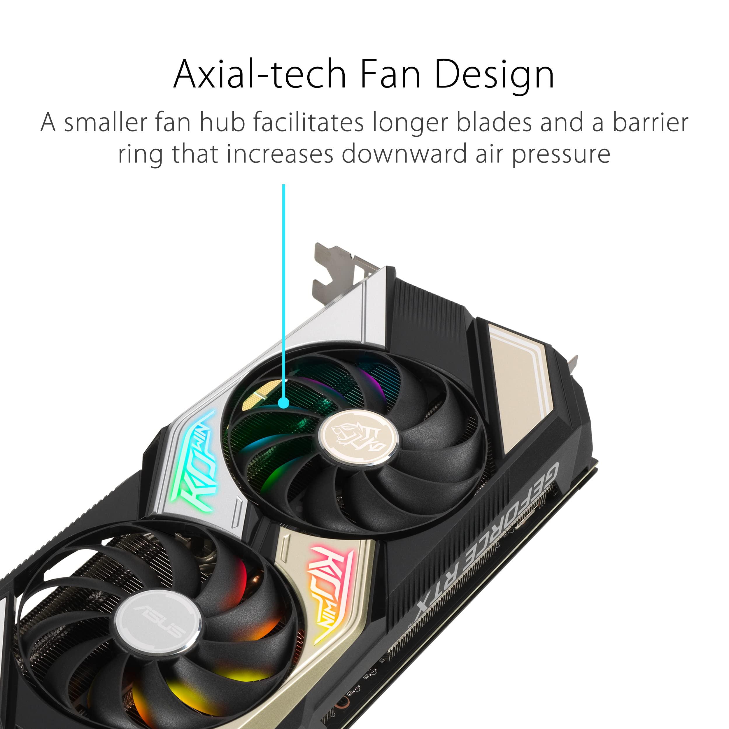 ASUS ASUS KO NVIDIA GeForce RTX 3060 V2 OC Edition 12GB GDDR6 Gaming Graphics Card (PCIe 4.0, 12GB GDDR6 memory, LHR, HDMI 2.1, DisplayPort 1.4a, Axial-tech Fan Design, 0dB technology, Enduring capacitors)