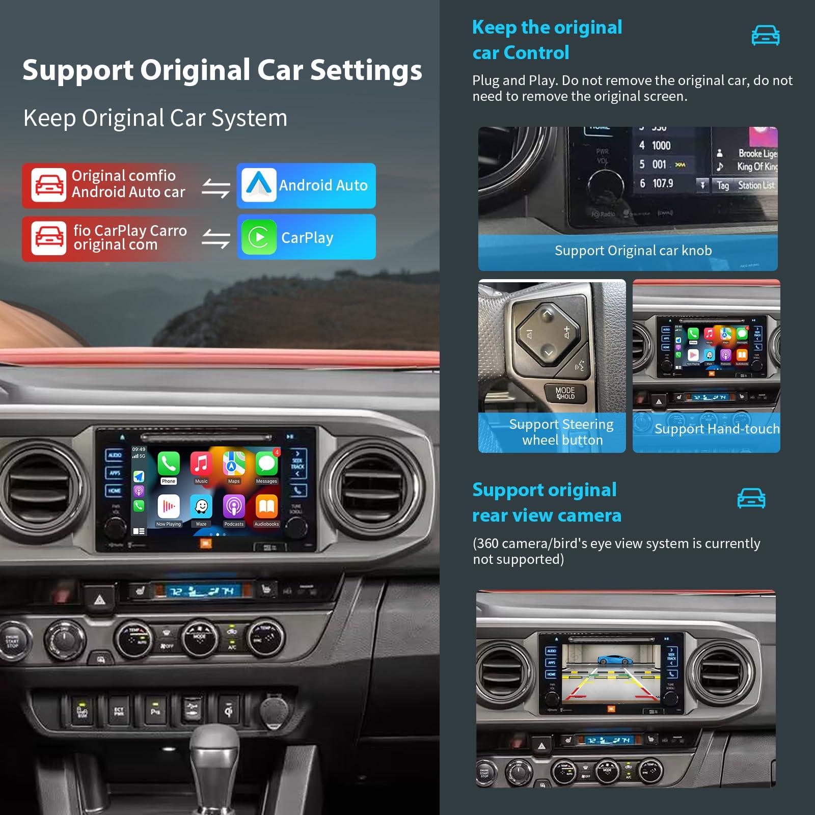 autoabc Wireless Carplay/Android Auto Adapter for Toyota with Entune2.0 & Touch2 2014-2019 New Version Retrofit Kit Decoder Fits for Tundra/Highlander/RAV4/Tacoma/Camry/Corolla/Avalon/Prius/CH-R/Sienna/Camry