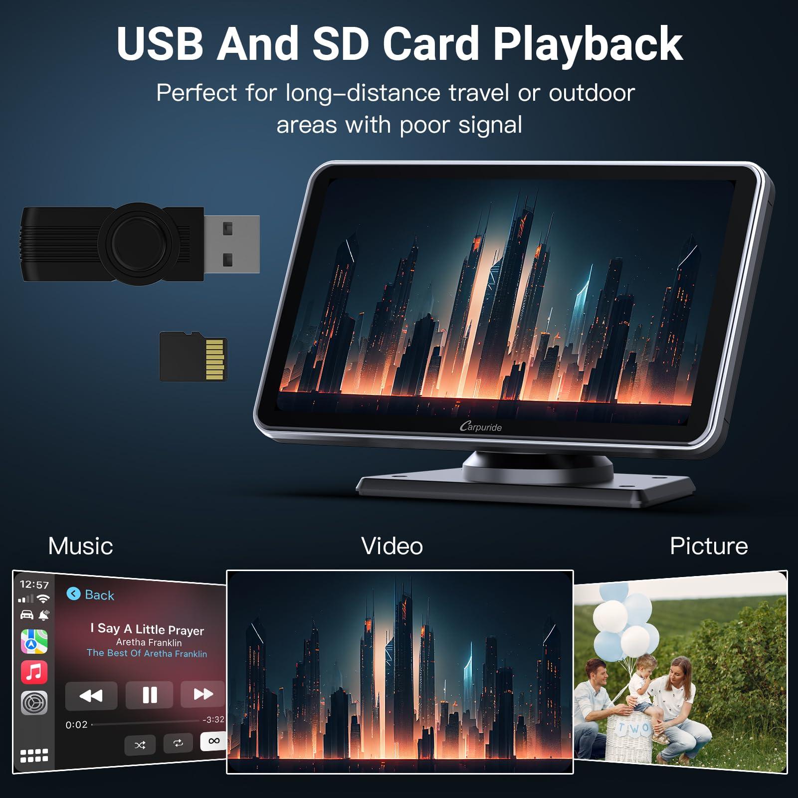 Carpuride Carpuride W701, Portable Wireless CarPlay Screen for Car- 7 Inch Car Play Screen Compatible with Android Auto and Apple CarPlay - Multimedia Player, Bluetooth, Navigation Screen for All Vehicles