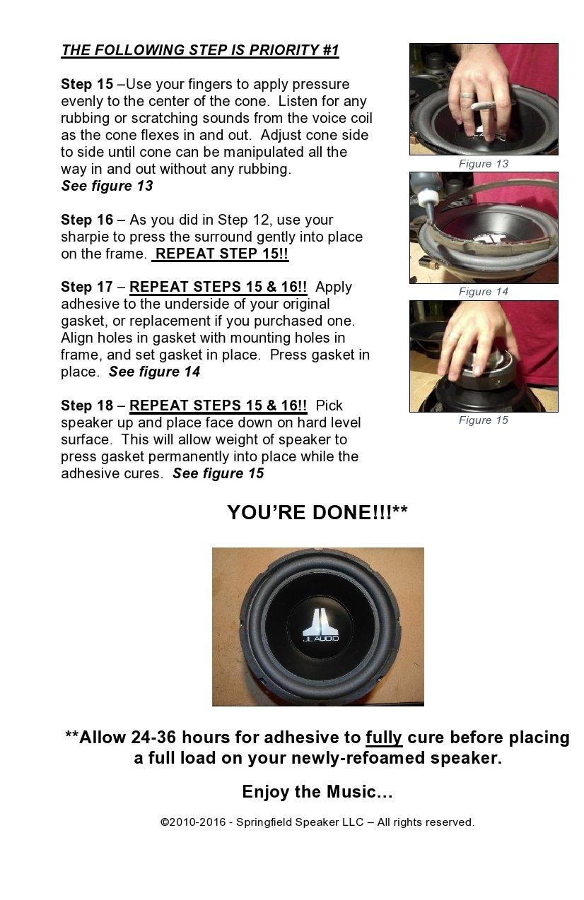 Springfield Speaker Paradigm 10" Speaker Foam Surround Edge Repair Kit - 1 Speaker Kit - Compatible with Paradigm PDR-10, PDR-10, PS1000, PS-1000, PS-1000 v.3, Many More