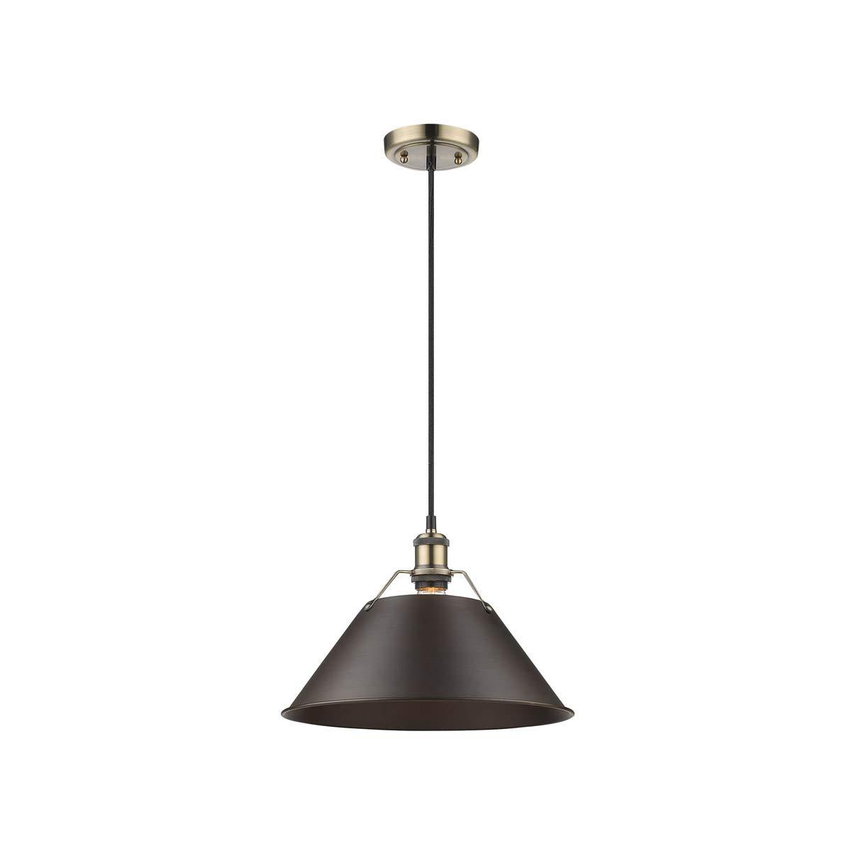 Golden Lighting Golden Lighting 3306-L AB-RBZ Orwell Pendant, Aged Brass with Rubbed Bronze Shade- Pendant Lighting, Pendant Lights, Pendant Lights Kitchen Island, Pendant Light,