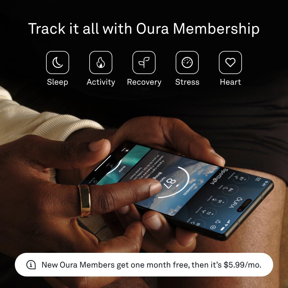 OURA Oura Ring Gen3 Heritage - Silver - Size 12 - Smart Ring - Size First with Oura Ring Gen3 Sizing Kit - Sleep Tracking Wearable - Heart Rate - Fitness Tracker - 5-7 Days Battery Life
