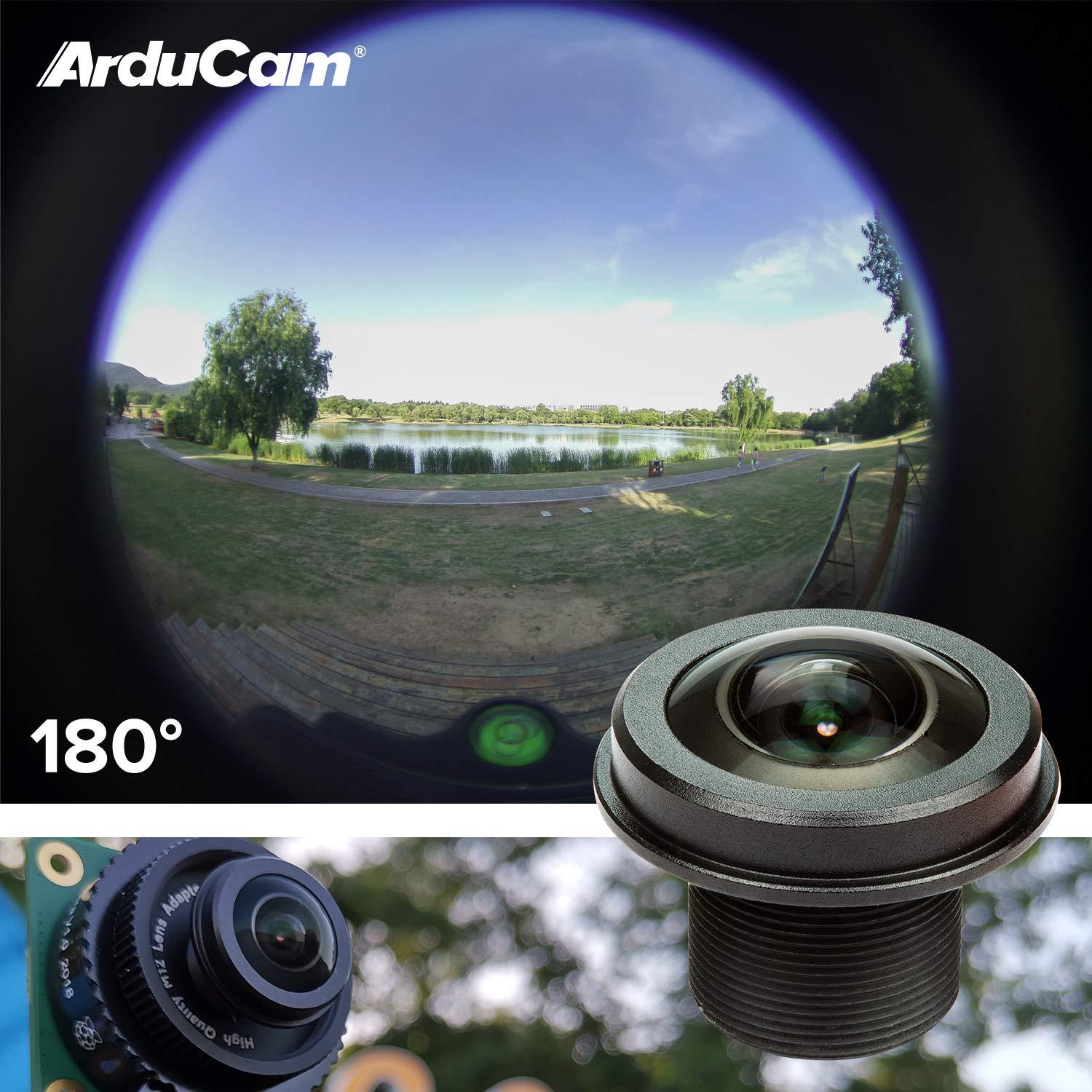 Arducam Arducam M12 Lens Kit for Raspberry Pi HQ Camera (Type 1/2.3), 20 to 180 Degrees Telephoto, Wide Angle, Fisheye Lenses with M12 to CS-Mount Adapter, Locking Ring, Cleaning Cloth and More