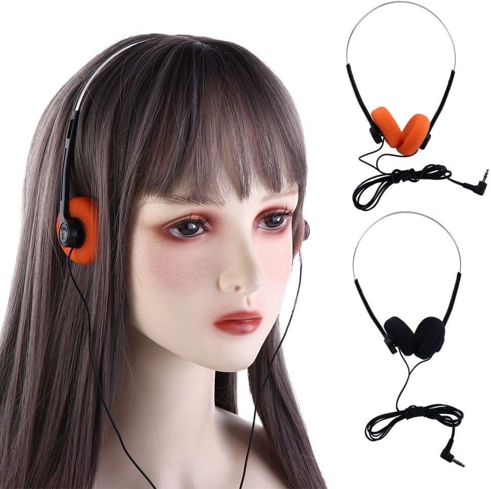 Weicoca Orange Retro On Ear Headphones, Lightweight Portable Headphone with Adjustable Headband, Wired Stereo Headphones, Cute Walkman Headphone Trvel
