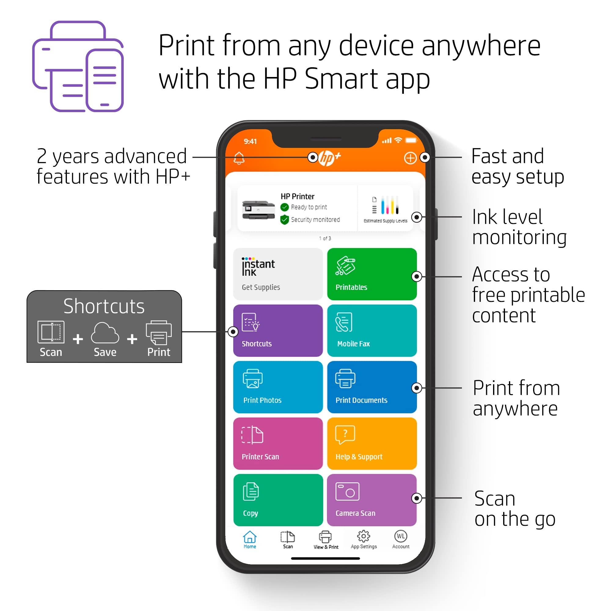 HP HP OfficeJet Pro 8034e Wireless Color All-in-One Printer with 1 Full Year Instant Ink,White (Renewed)