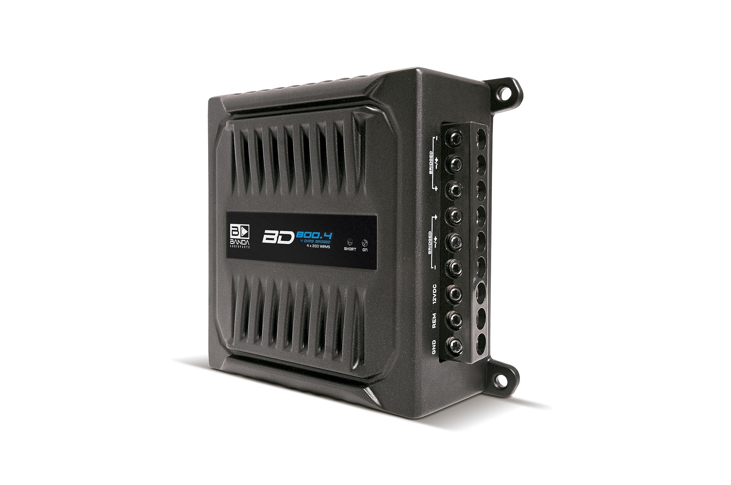 Banda Audioparts Banda Audioparts BD800.42OHM 800 Watts 4 Channel 2 Ohm Full Range Car Audio Amplfier 4 x 200 Watt Rms 4 Ohms Bridged - Black