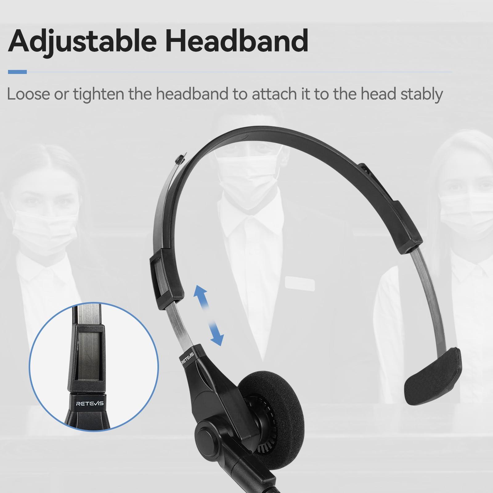 Retevis Retevis RT29 Military Walkie Talkie(2 Pack) with Overhead Headset(2 Pack), Long Range 2 Way Radio with Earpiece, 700,000 sq. ft/50 Floor Range, Dust Protected and Splashproof, Heavy Duty Two Way Radio