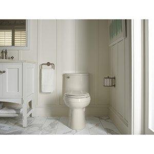 Kohler KOHLER Adair Comfort Height one-piece elongated 1.28 gpf toilet with Class Five flushing technology and left-hand trip lever, Ice Grey
