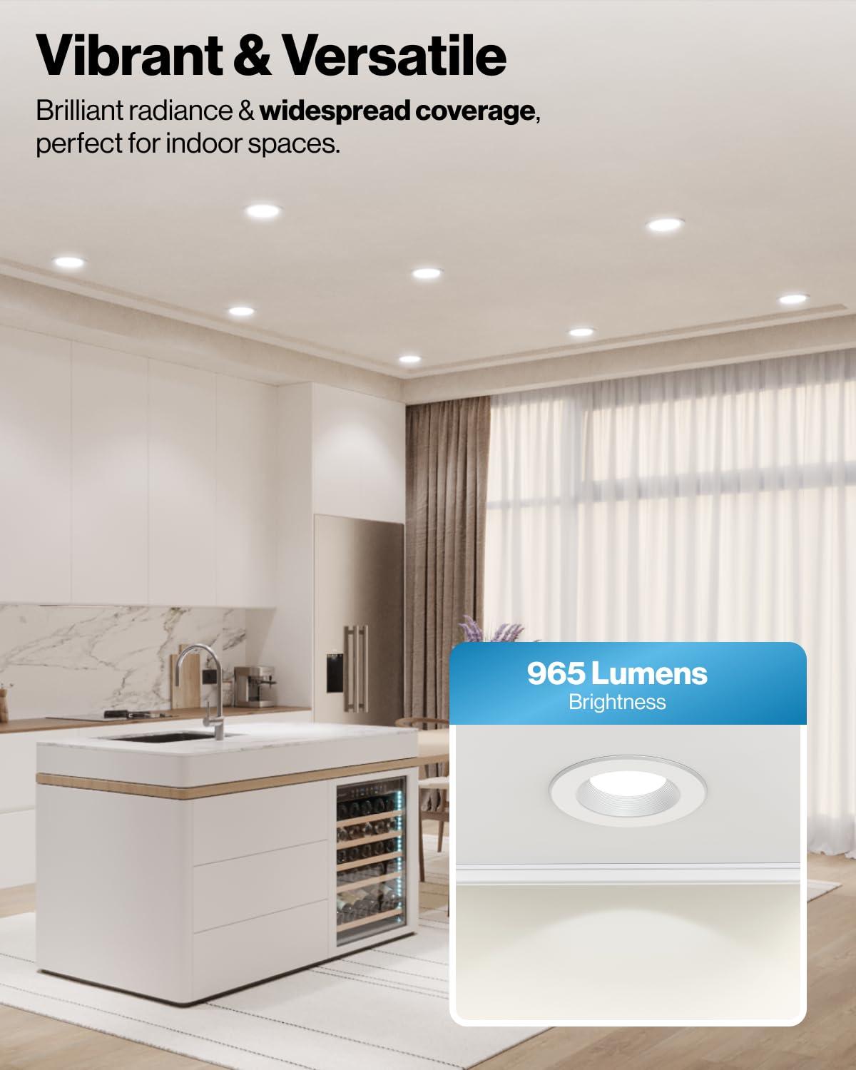 Sunco Lighting Sunco 12 Pack Retrofit LED Recessed Lighting 6 Inch, 2700K Soft White, Dimmable Can Lights, Smooth Trim, 13W=75W, 965 LM, Damp Rated - UL Listed