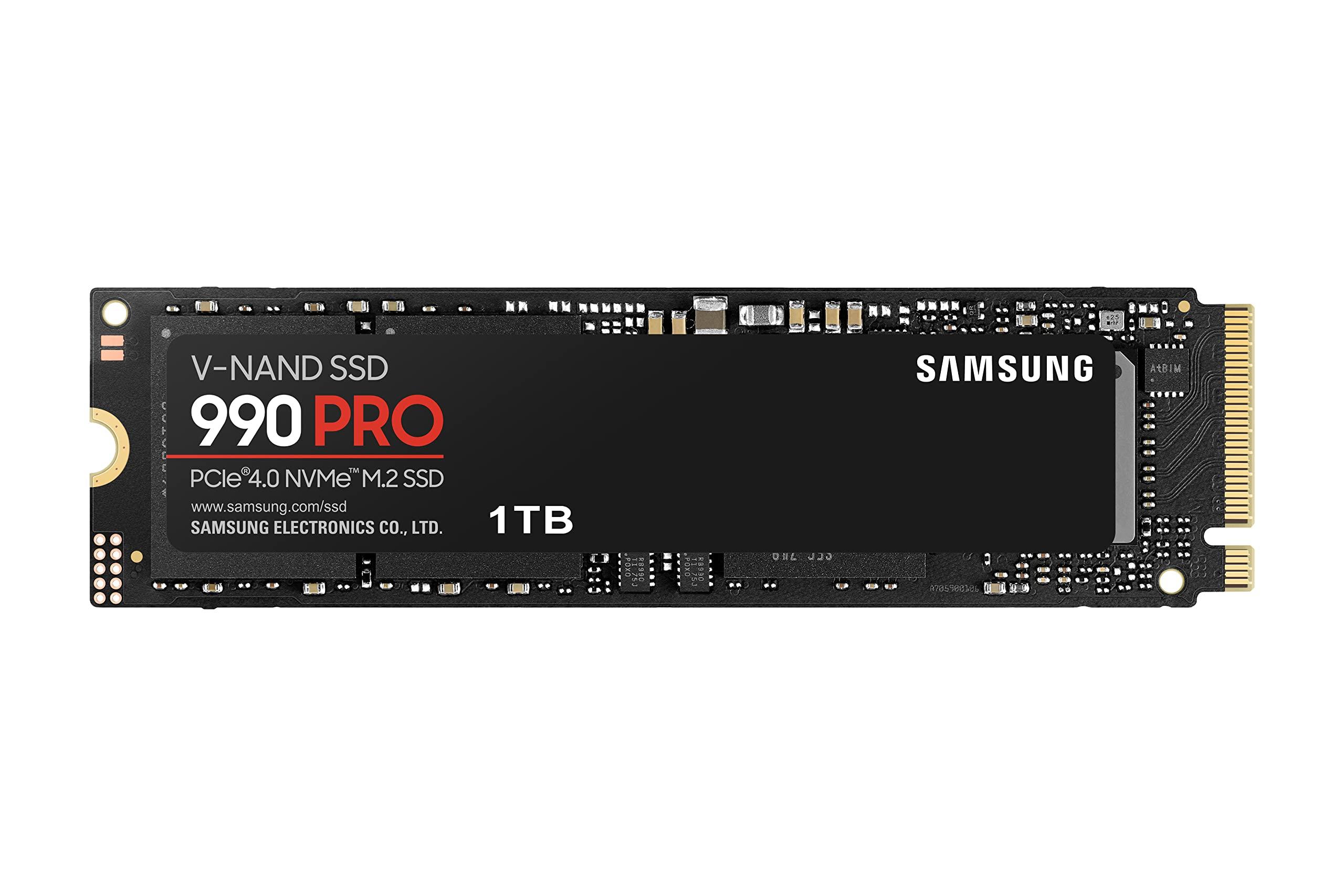 SAMSUNG Samsung 990 PRO 1TB PCIe 4.0 (up to 7450 MB/s) NVMe M.2 (2280) Internal Solid State Drive (SSD) (MZ-V9P1T0BW)