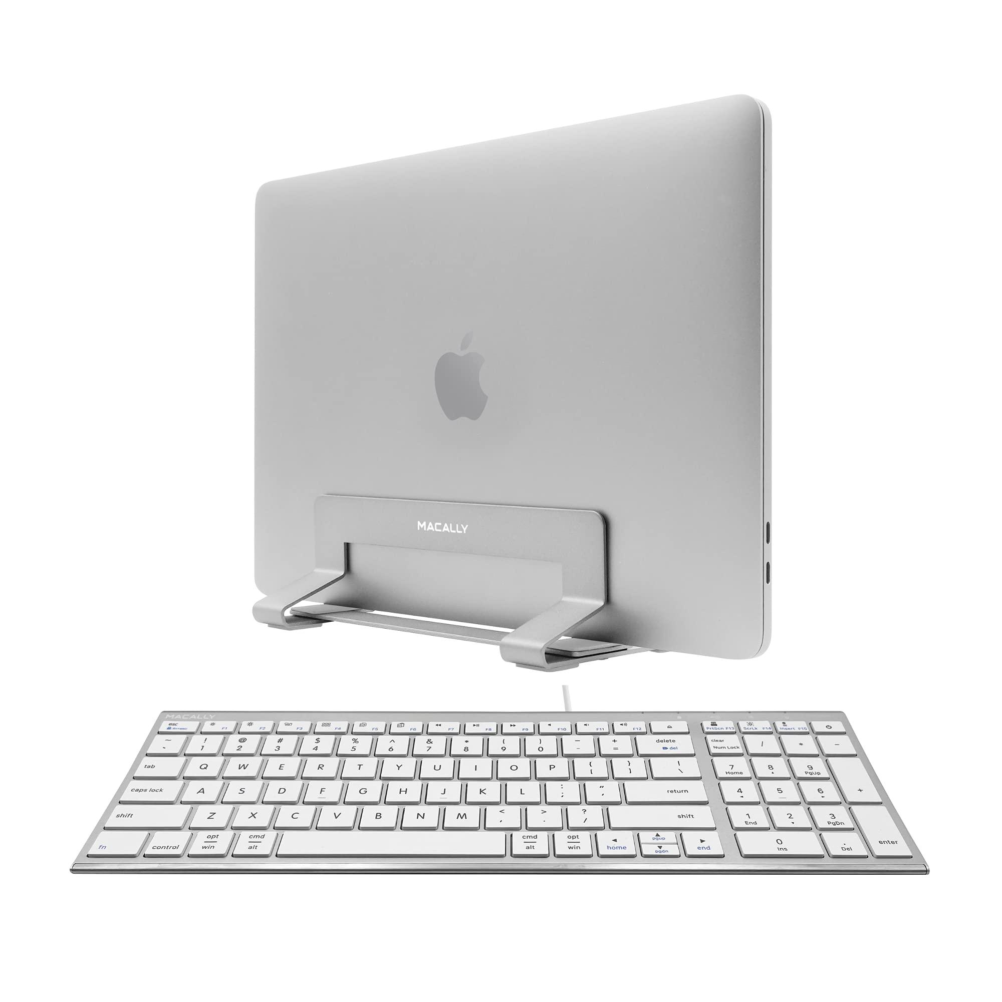 Macally Macally Compact Wired Keyboard and a Vertical Laptop Stand, Designed to Save Space