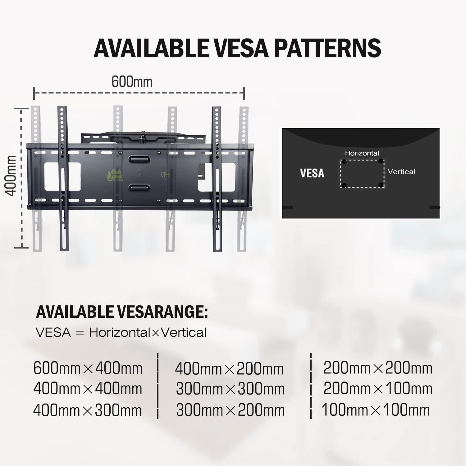 WHYFONE 48\'\' Extension Long Arm TV Wall Mount, WHYFONE Large TV Heavy Duty Full Motion TV Wall Mount Swivel Tilt Level Articulating, 37-80\'\'TV, Max VESA 600x400mm, 16\'\'18\'\'24\'\' Wood Studs/Concrete/Brick Wall